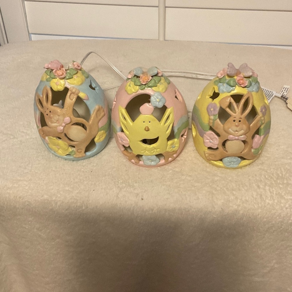 Pastel Easter Egg Bunny Decor Set
